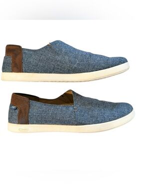 Chaco Women's Ionia Shoes Slip-On Blue Denim Sneakers Loafers Leather Trim 9.5